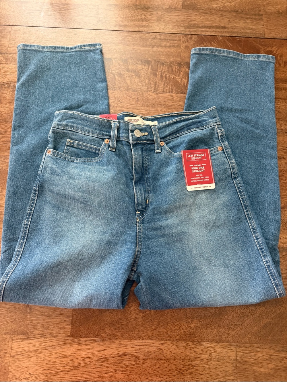 Levi Strauss Signature Medium Blue Women's Straight-Leg Jeans